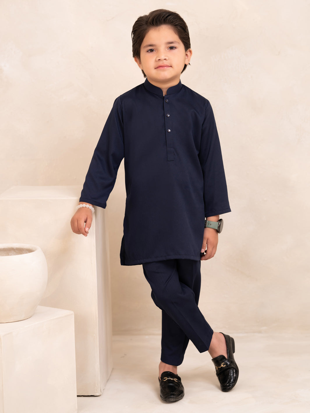 Navy Blue Plain Kurta Trousers - ALBYET-KT-013