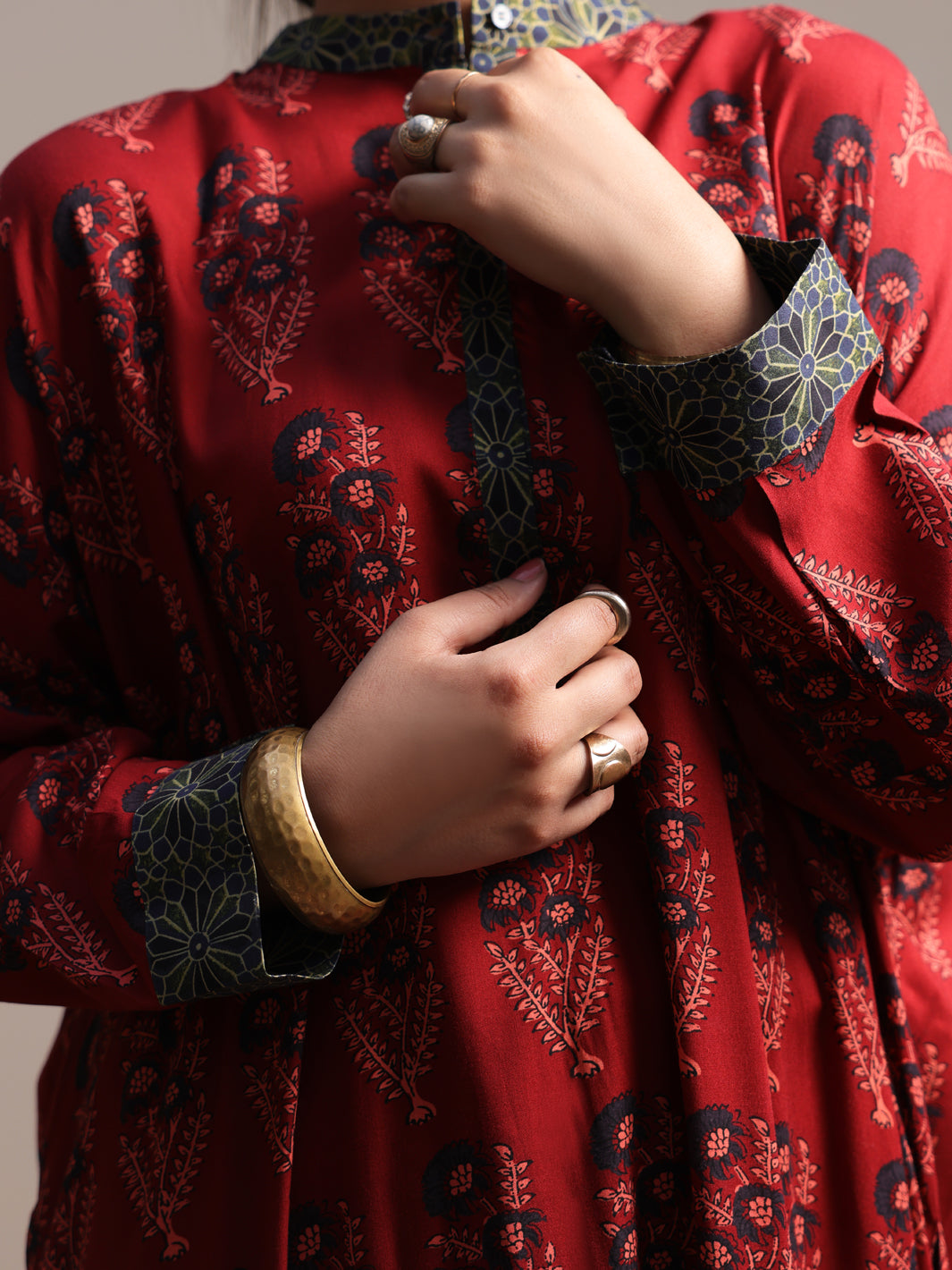 Maroon Linen Tunic - ALCR-LK-1058