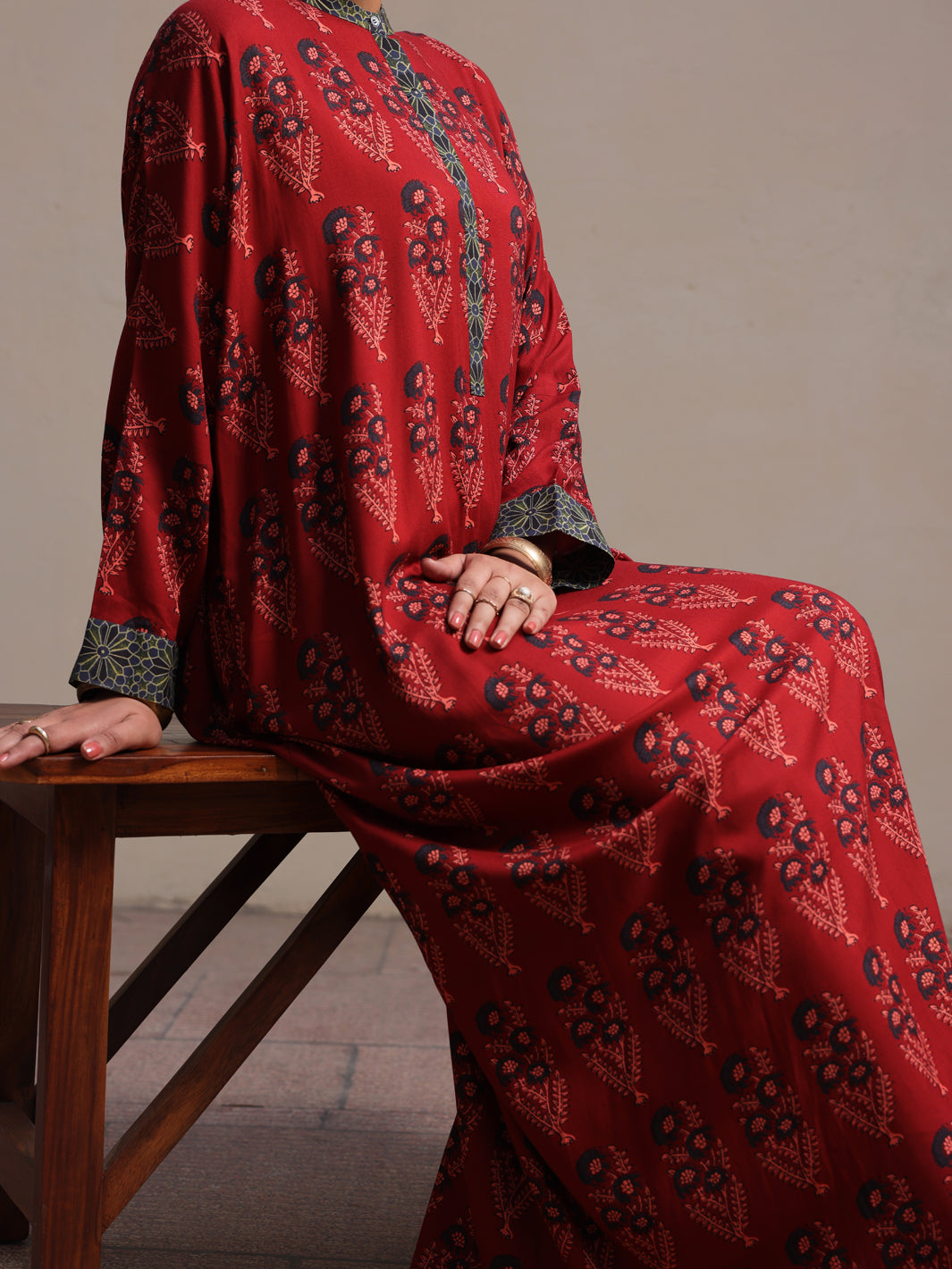 Maroon Linen Tunic - ALCR-LK-1058