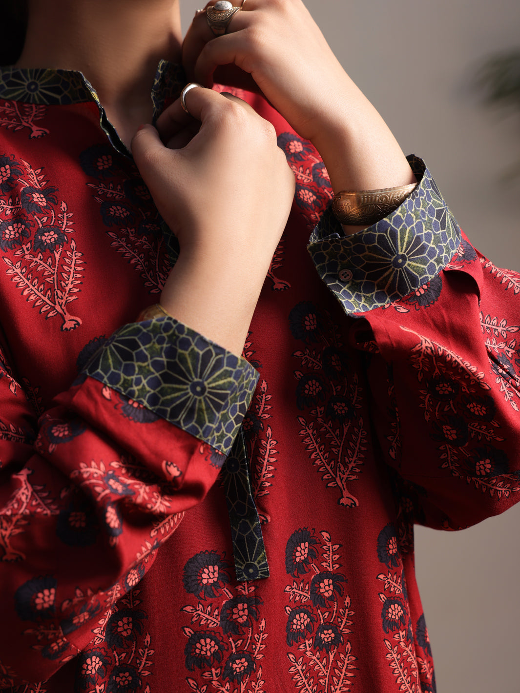 Maroon Linen Tunic - ALCR-LK-1058