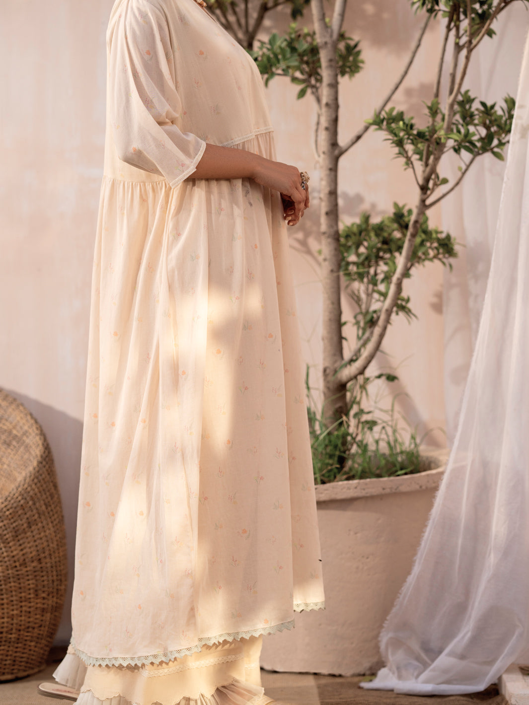 Off White Cotton Tunic - ALCR-LK-1078