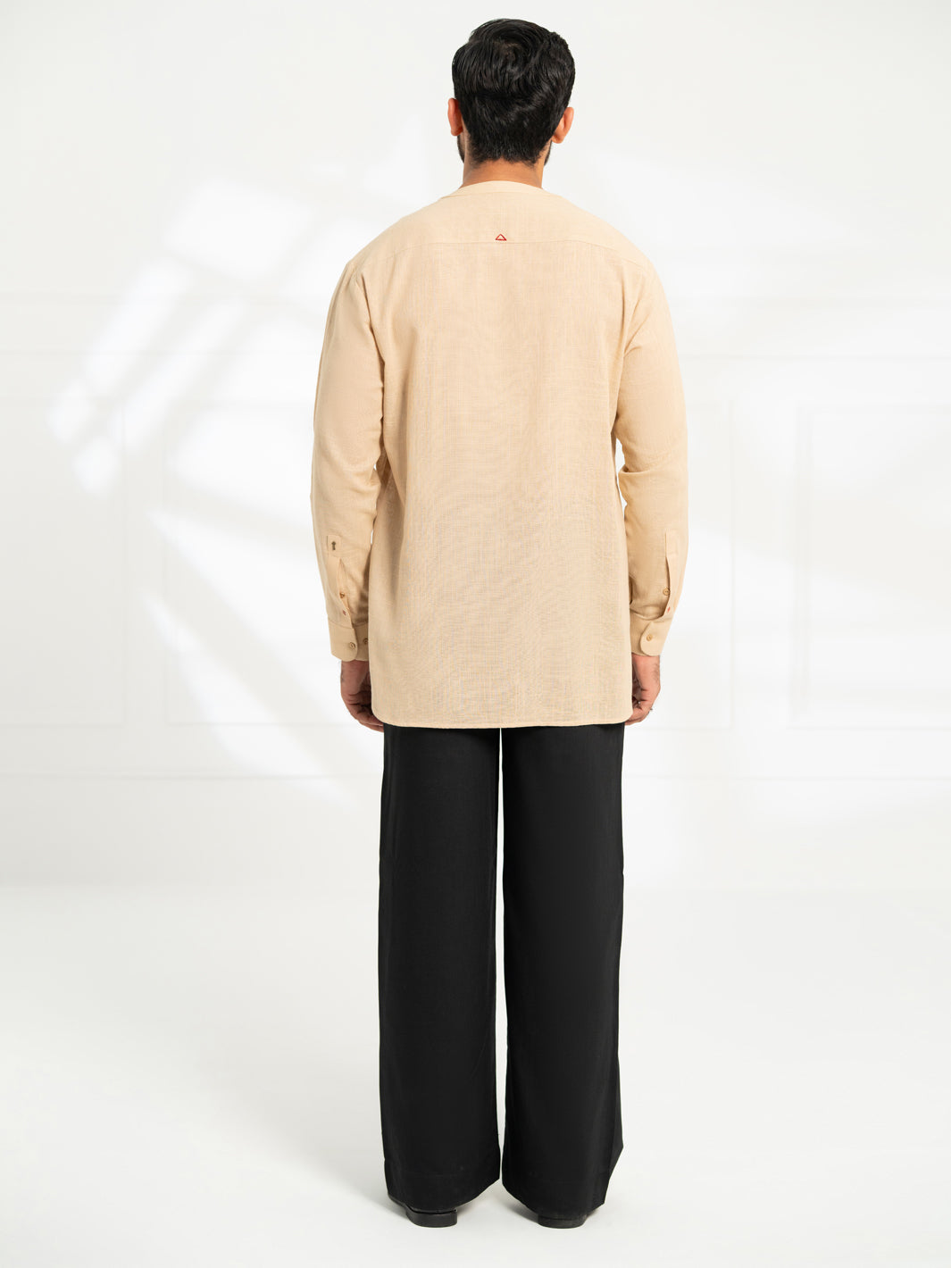Beige Cotton Semi-Formal Kurta - AL-K-1291