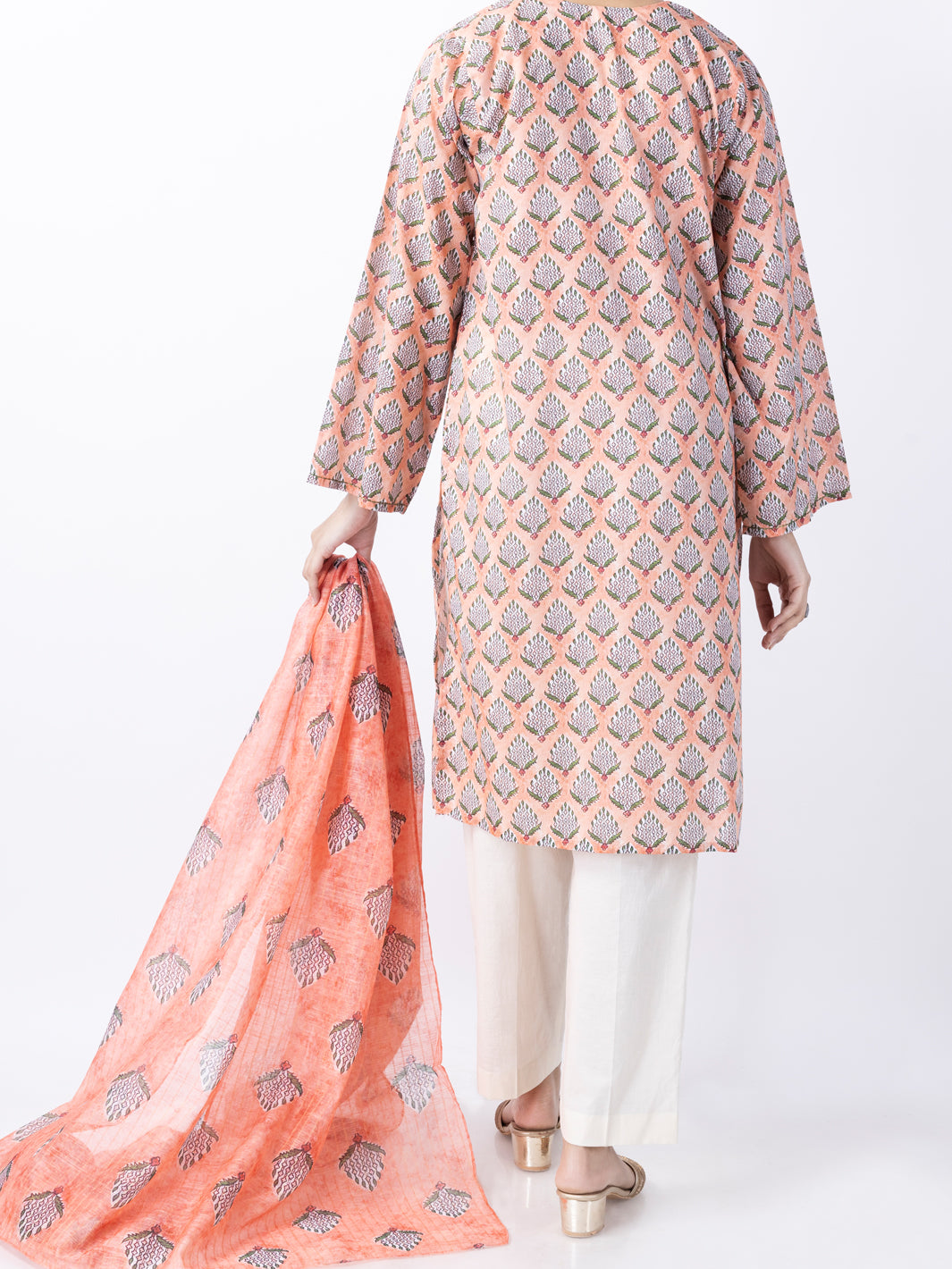 Peach Lawn 2 Piece Stitched - ALP-2PS-LKD-1745 - Almirah Online