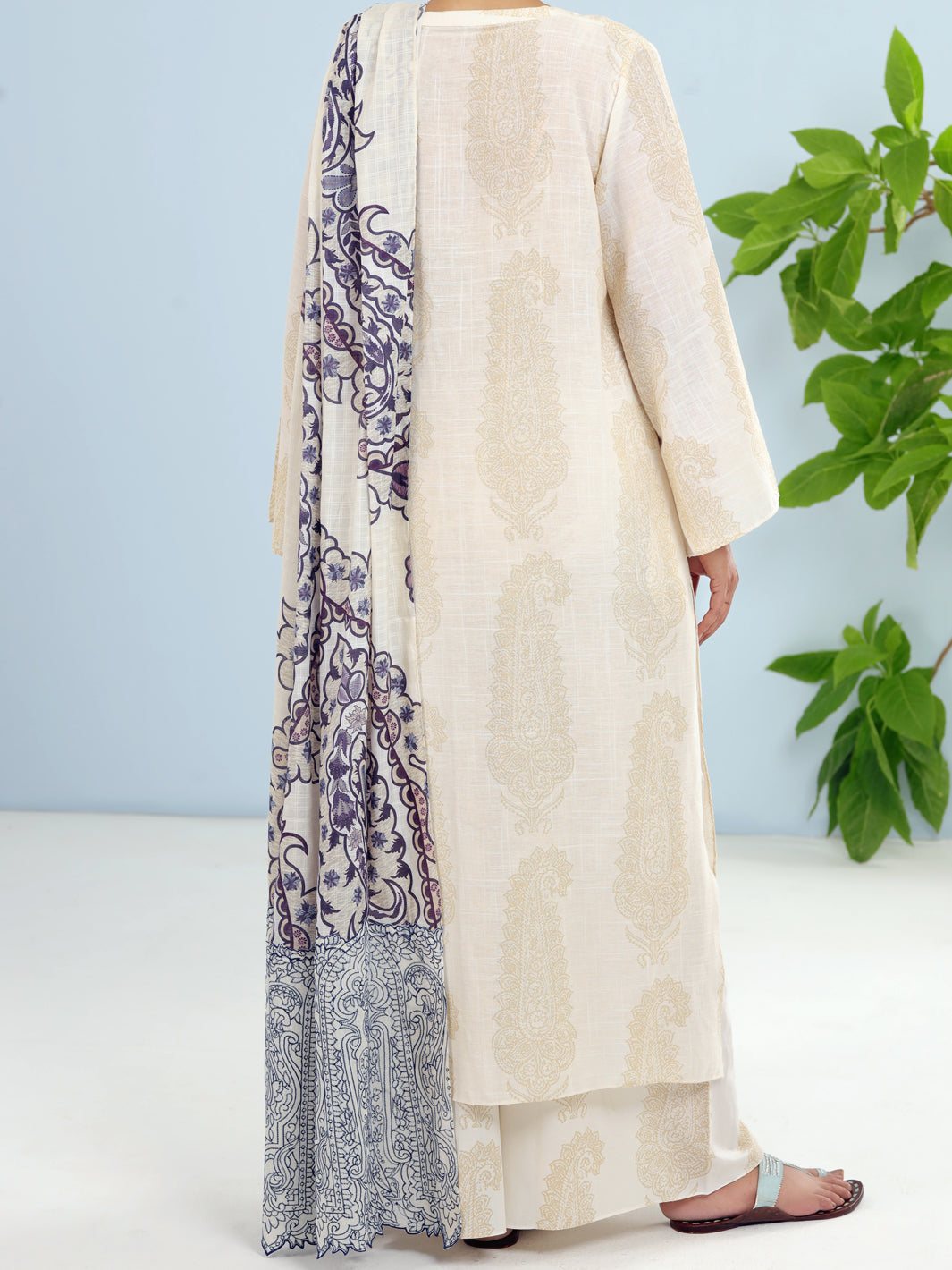 Off White Dobby 3Pc Unstitched - ALP-3PS-1917