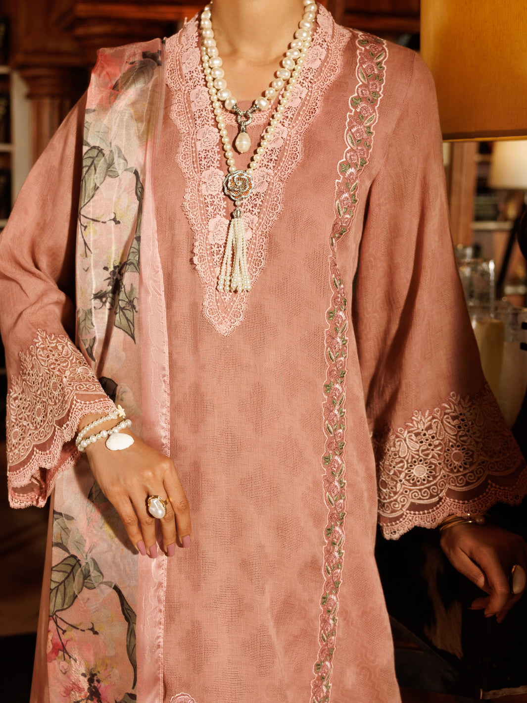 Tea Pink Cotton Dobby 3Pc Stitched - ALP-3PS-2057