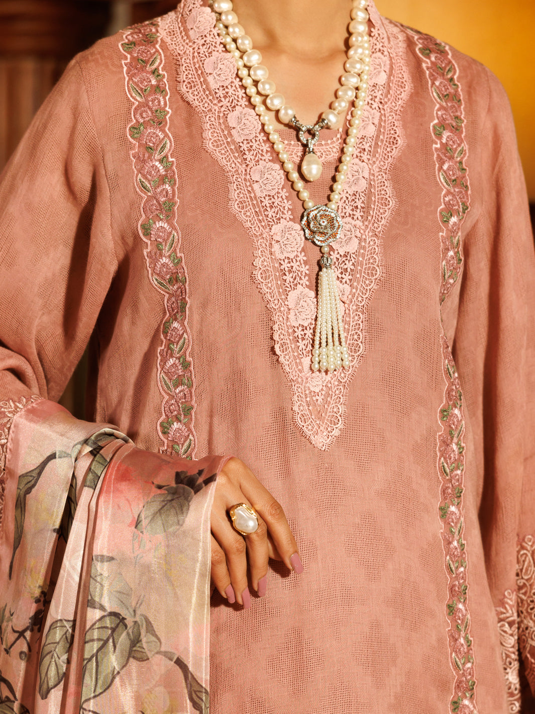 Tea Pink Cotton Dobby 3Pc Stitched - ALP-3PS-2057