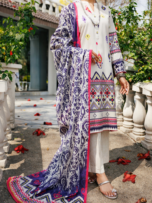Ivory Lawn 3Pc Stitched - ALP-3PS-2115