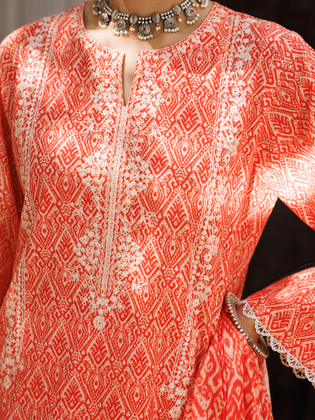 Red White Lawn 3Pc Stitched - ALP-3PS-2129