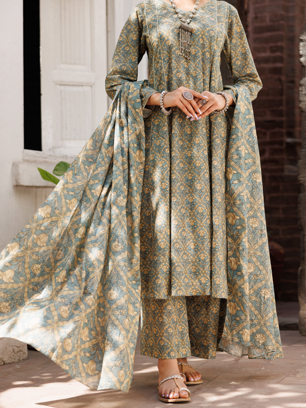 Mehndi Green Lawn 3 Piece Stitched - ALP-3PS-2130