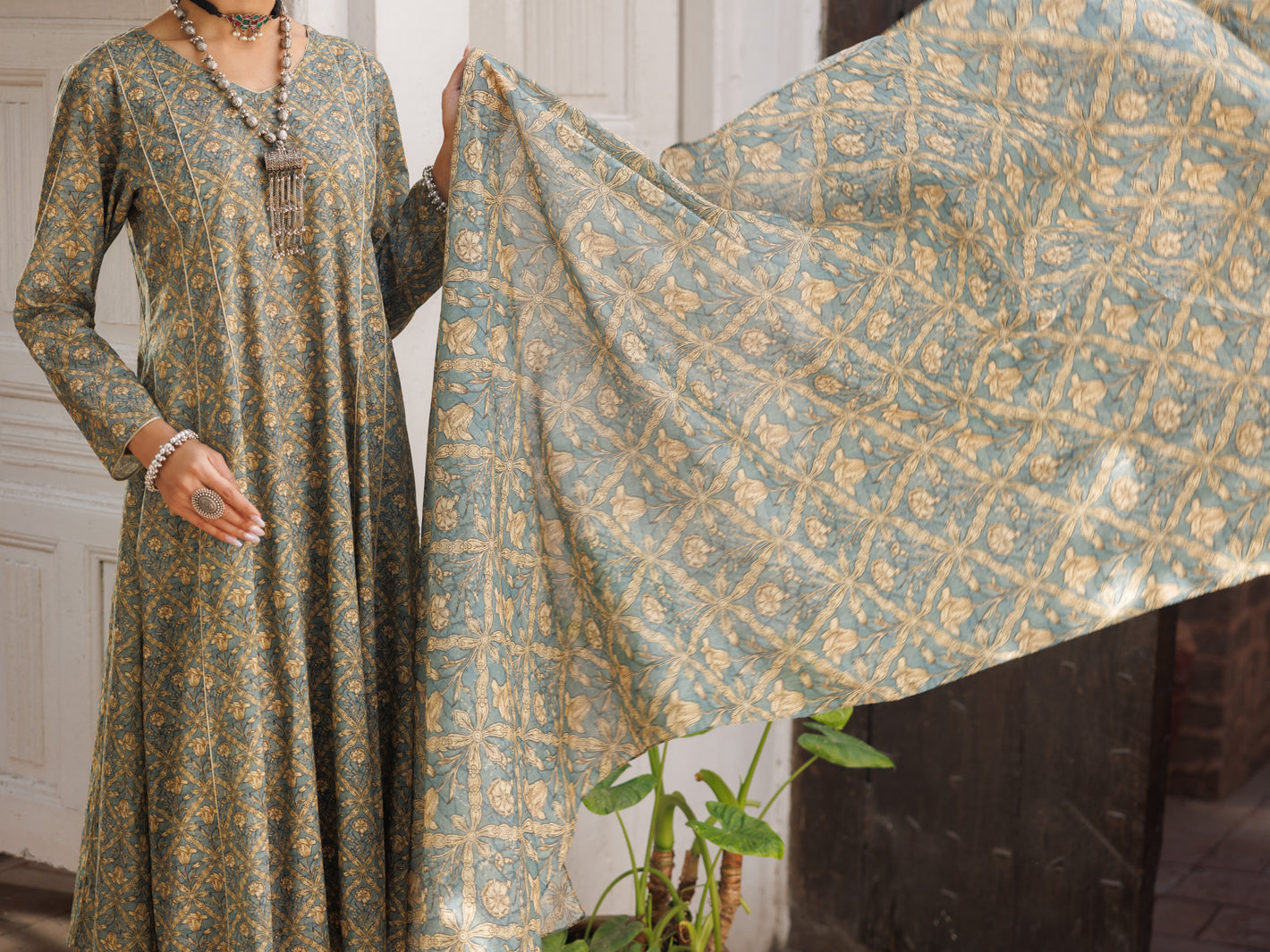 Mehndi Green Lawn 3 Piece Stitched - ALP-3PS-2130