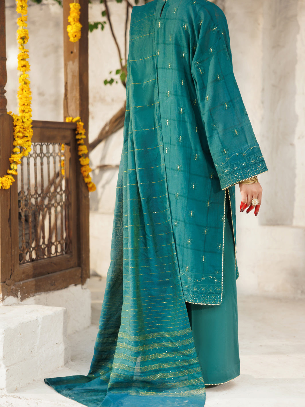 Green Dobby 3Pc Stitched - ALP-3PS-2169