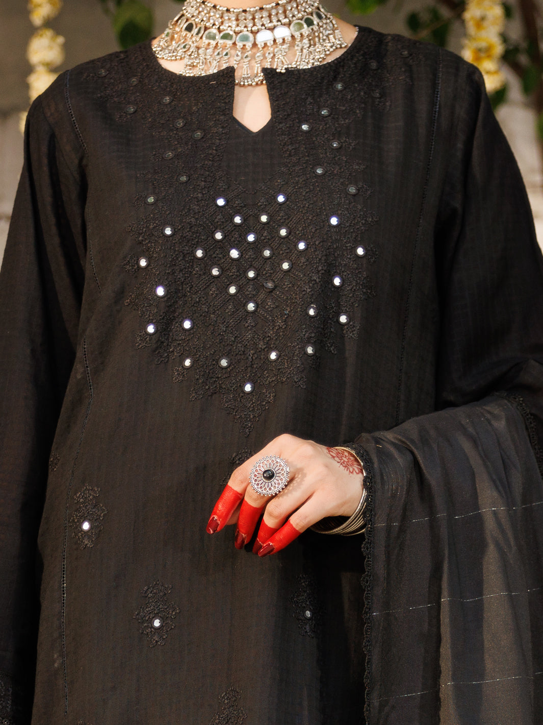 Black Square Dobby 3Pc Stitched - ALP-3PS-2170