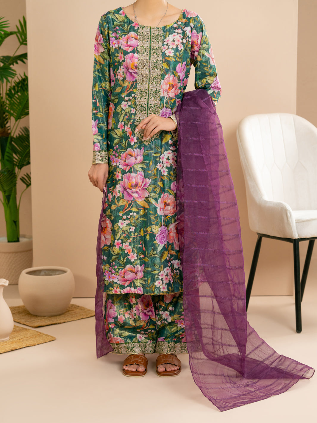Mehndi Green Stitched 3Pc