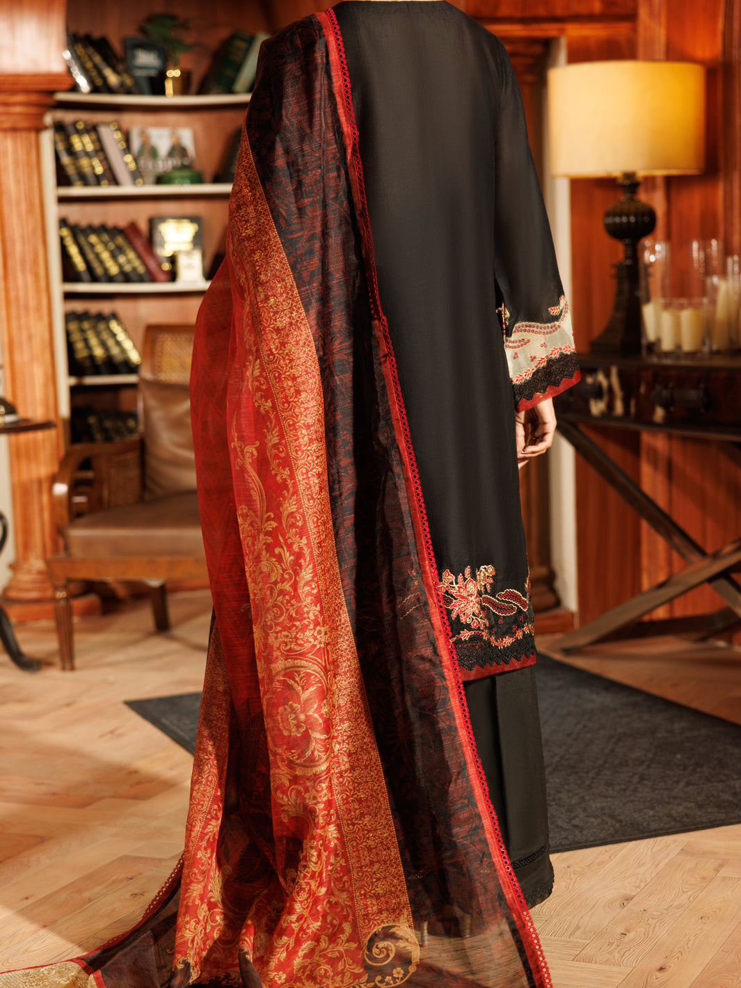 Black Cotton Dobby 3Pc Stitched - ALP-3PS-2192