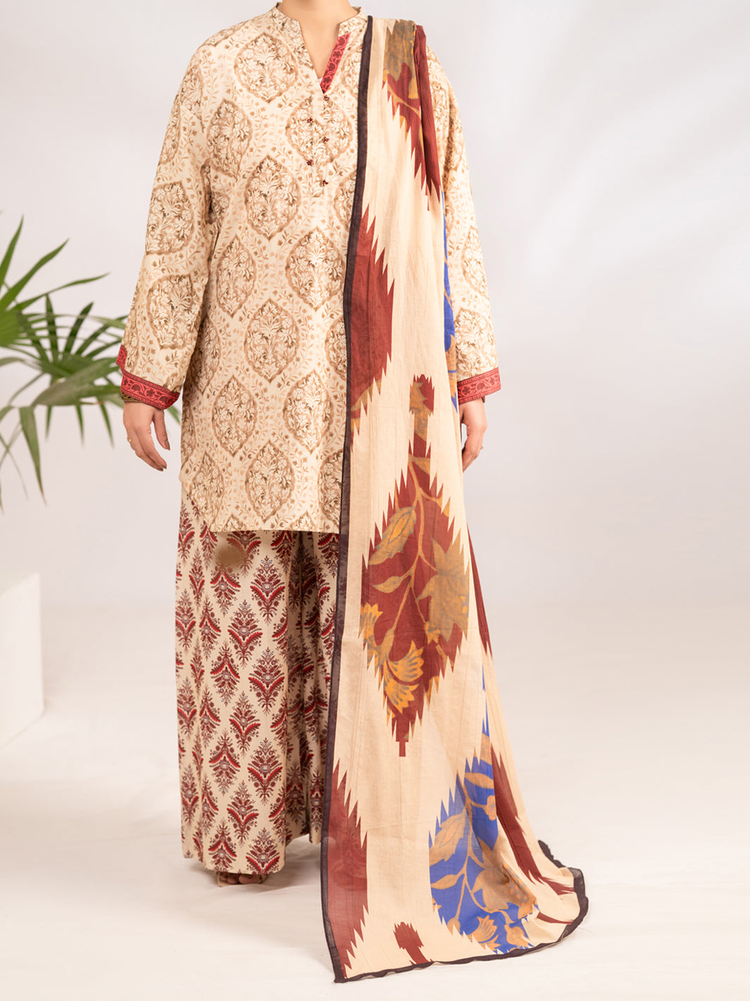 Beige Lawn 3Pc Stitched - ALP-3PS-2288