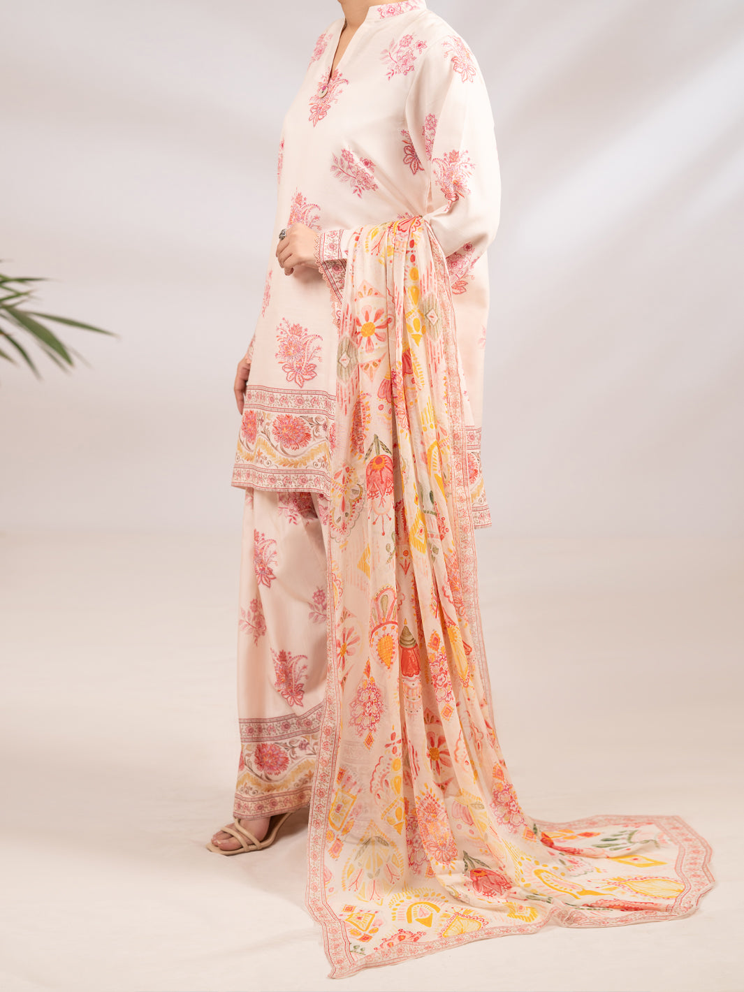 Peach Poly-Raw Silk 3Pc Stitched - ALP-3PS-2302