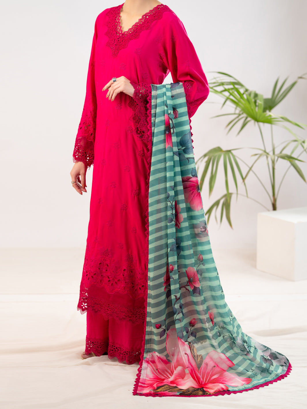 Fuchsia Silk Lawn 3Pc Stitched - ALP-3PS-2343