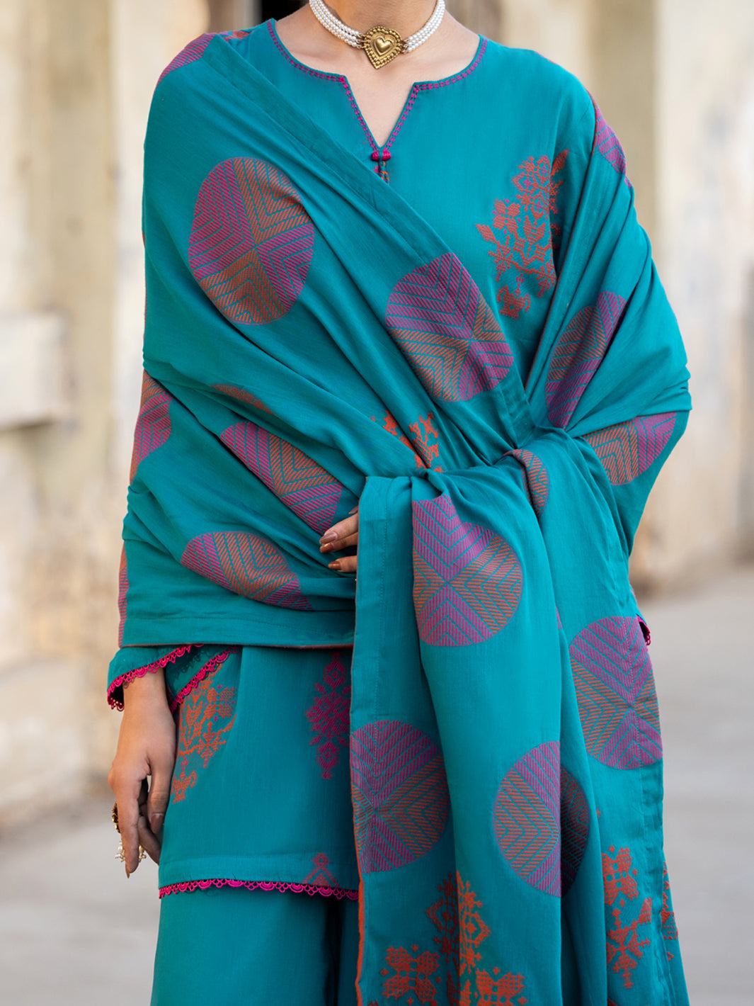 Green Yarn Dyed Stitched 3PC - ALP-3PS-2348