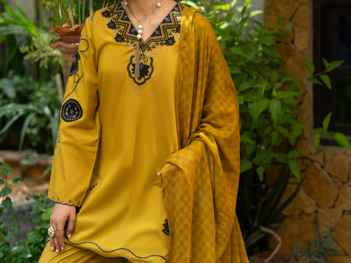 Lime Green Cambric Stitched 3Pc - ALP-3PS-2576