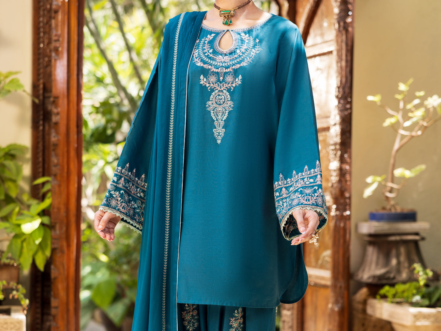 Turquoise Stitched 3Pc - ALP-3PS-2602