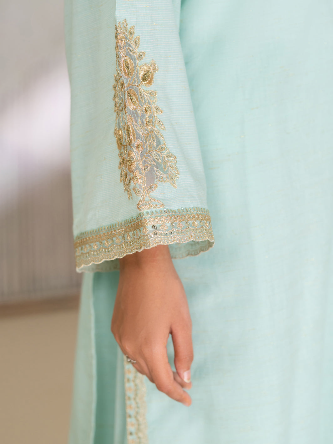 Sky Blue Yarn Dyed Lurex Stitched 3 Piece - ALP-3PS-2617