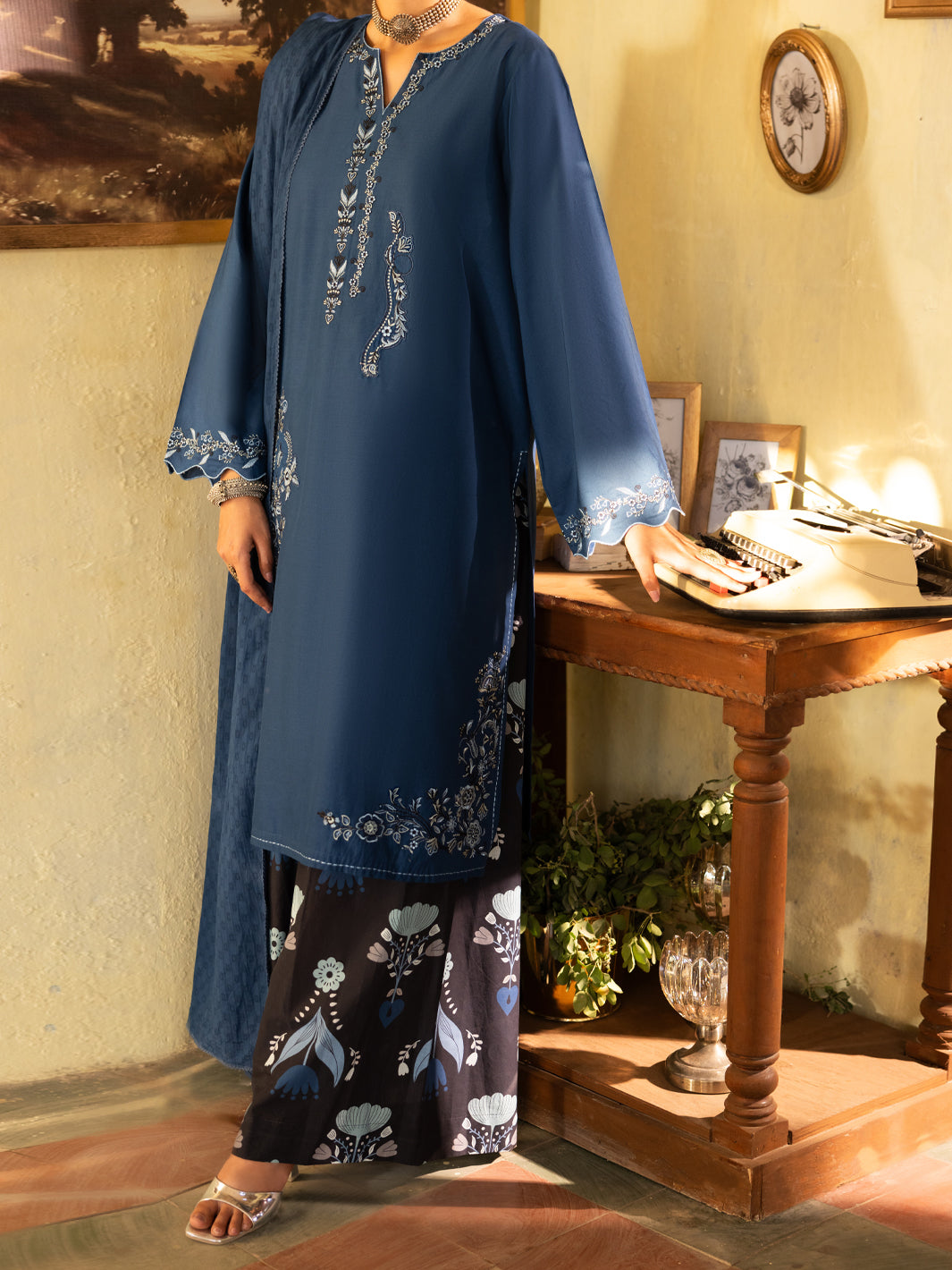 Blue Cotton Stitched 3 Piece - ALP-3PS-2635