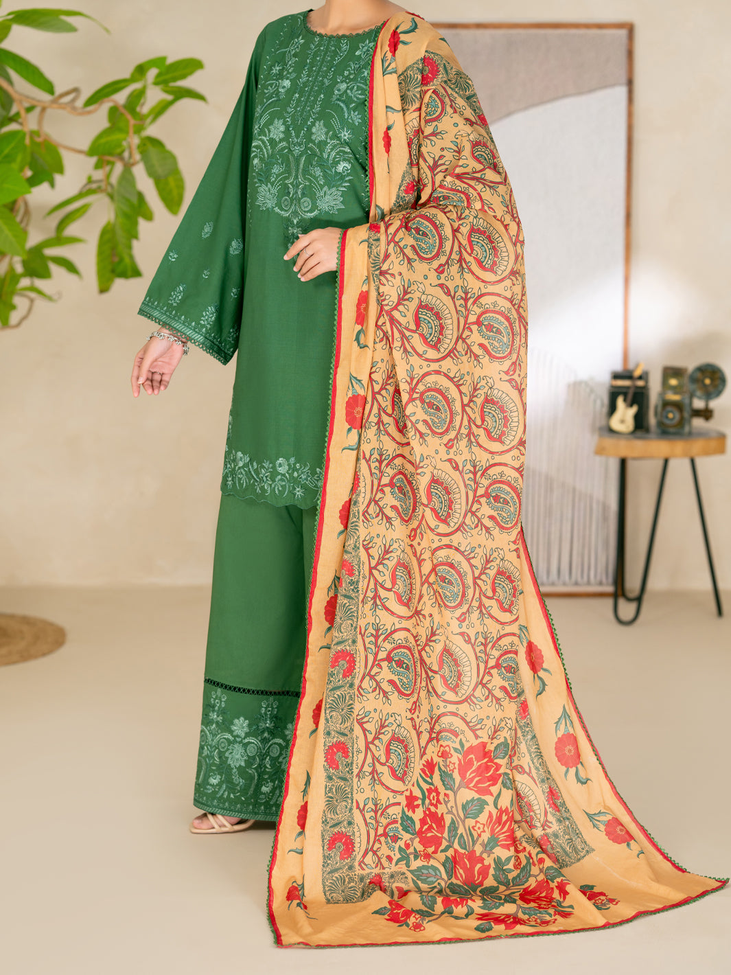 Green Lawn Unstitched 3Pc - ALP-3PS-2690