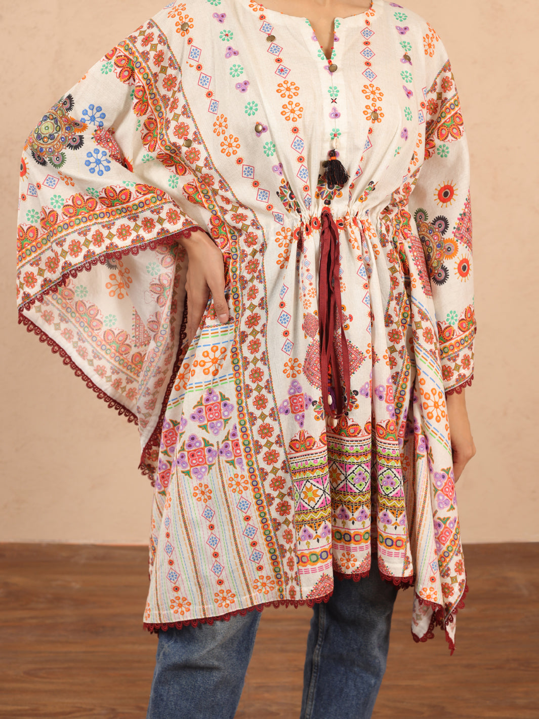Off White Cambric Tunic - ALP-LK-1983 - Almirah Online