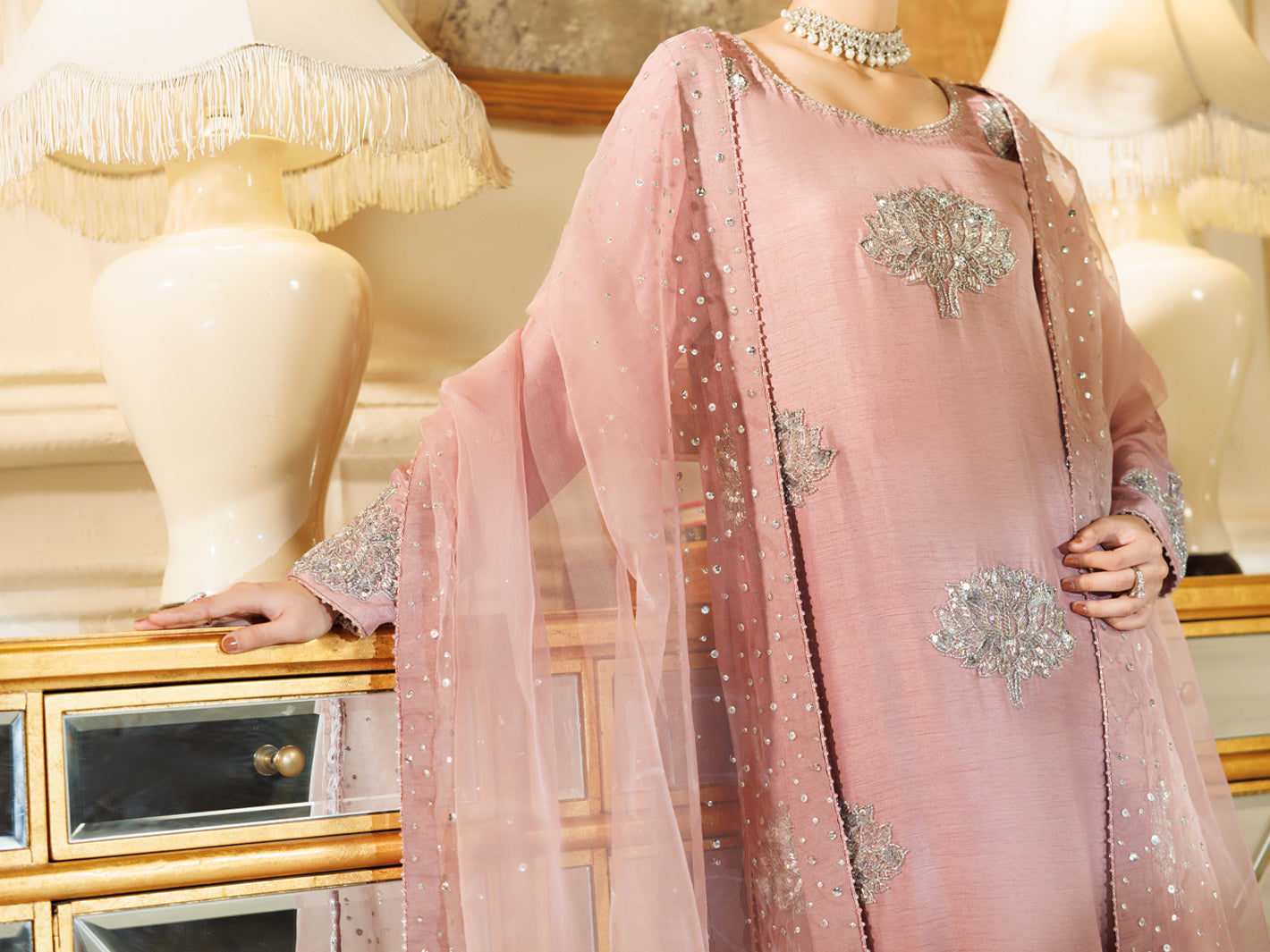 Light Purple Raw Silk Formal Stitched 3Pc - AL-3PS-LS-608