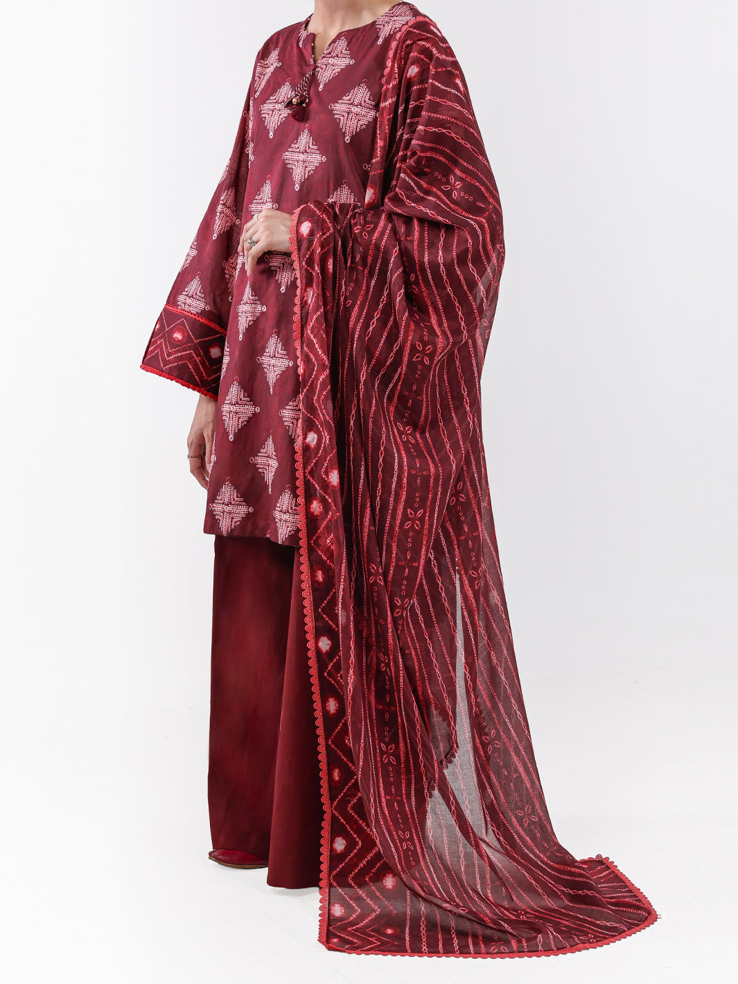 Maroon Lawn 2Pc Unstitched - ALP-2PS-LKD-2471