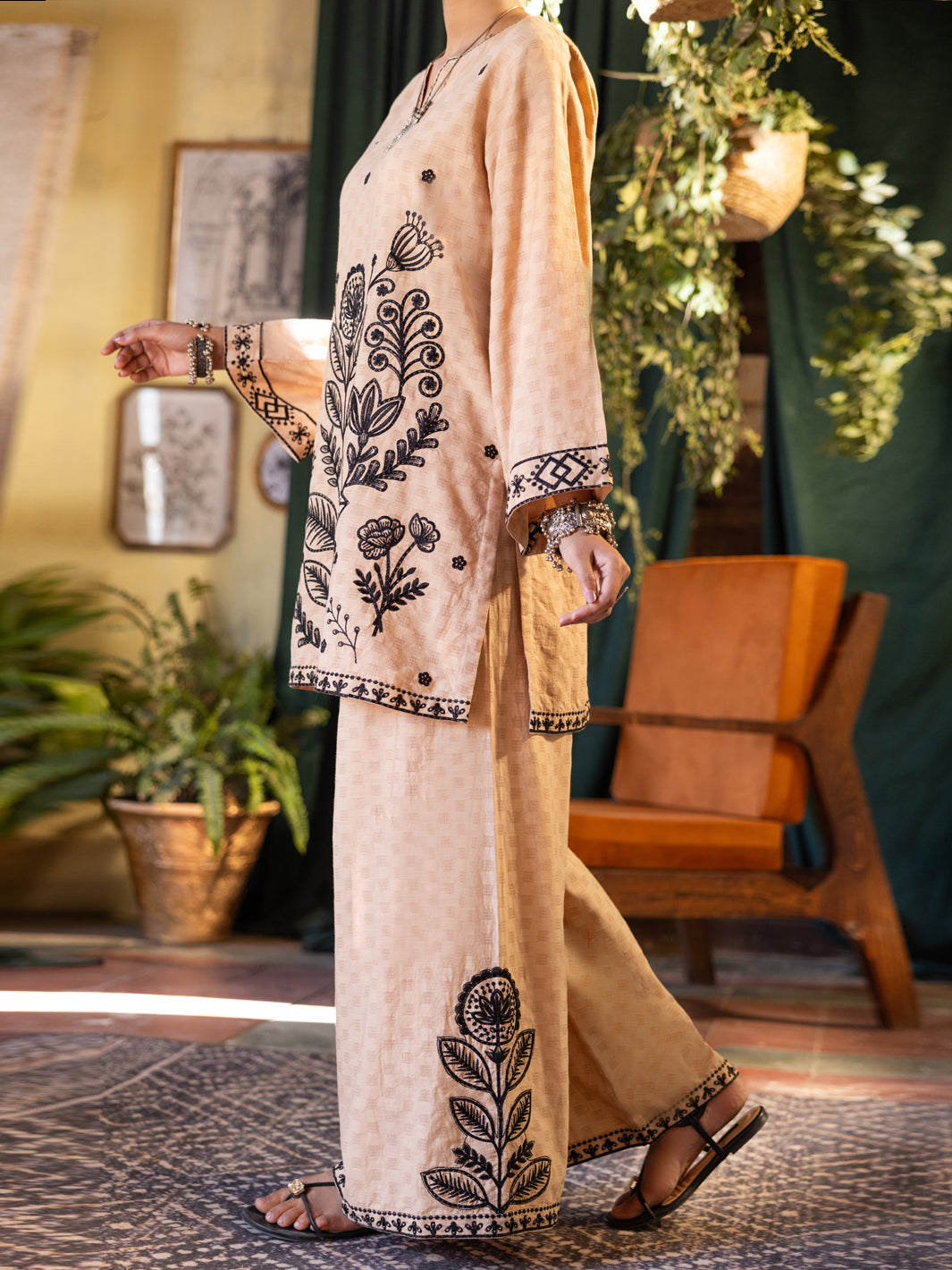 Beige Cotton Dobby Stitched 2 Piece - ALP-2PS-LKS-2839