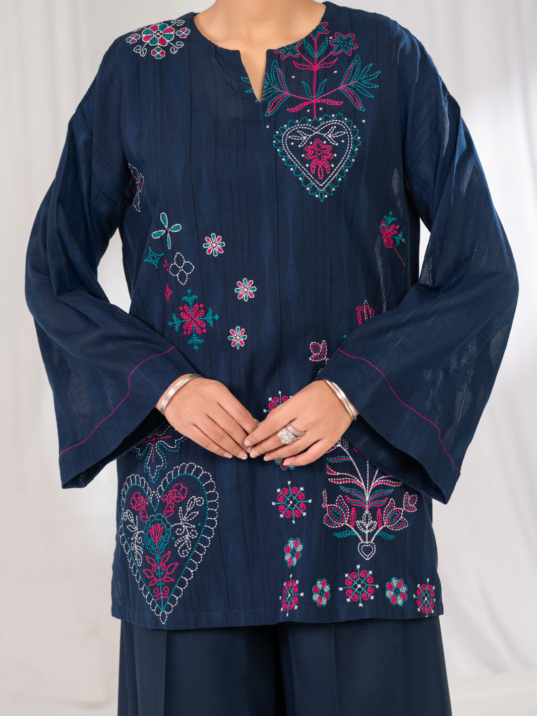 Blue Lino Kara Stitched 2Pc - ALP-2PS-LKS-2841