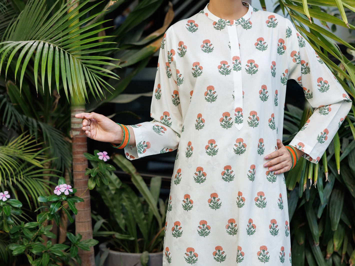 Off White Lawn Co-Ord Set - ALP-2PS-SLKS-2770