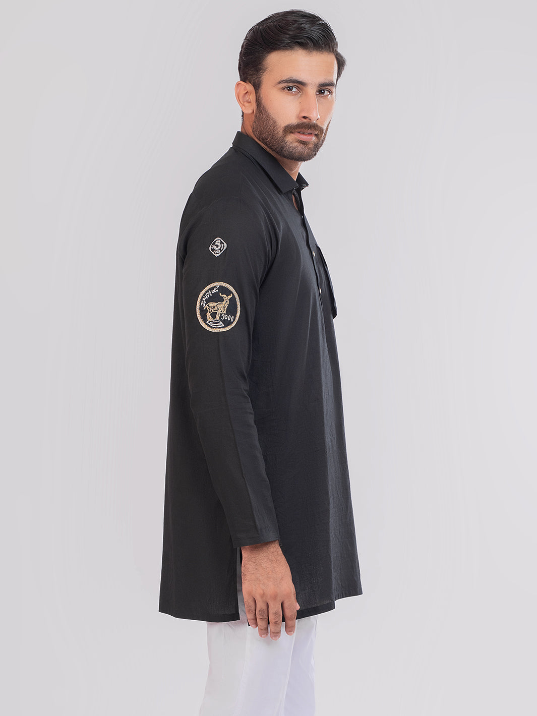 Black Cambric Short Kurta - ALSK014