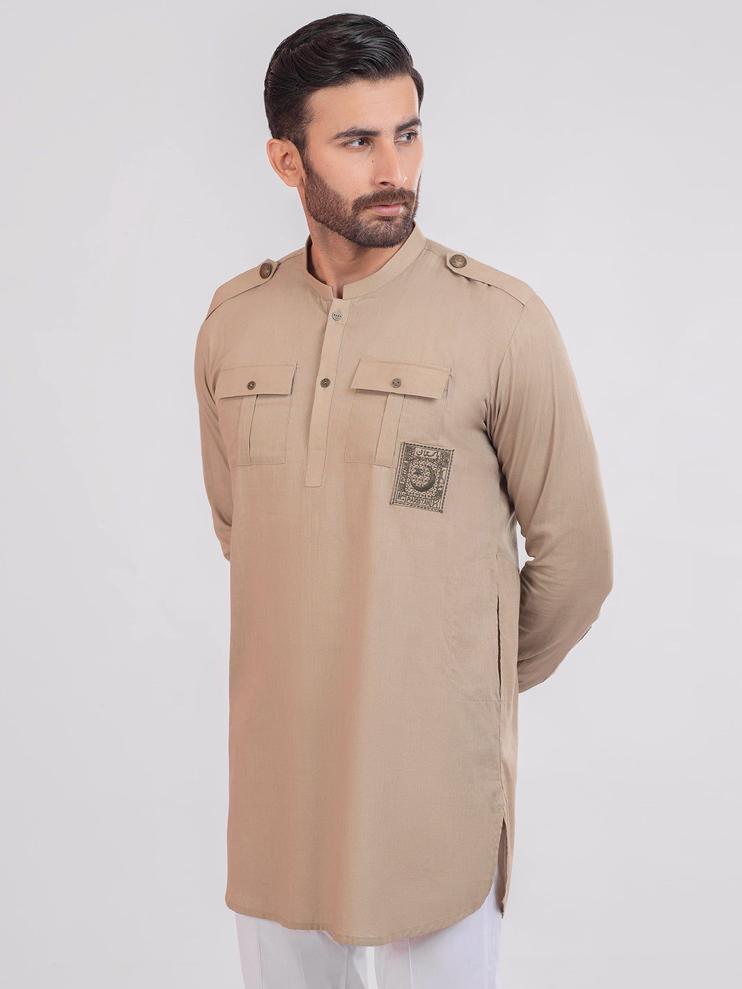 Camel Brown Cambric Short Kurta - ALSK015