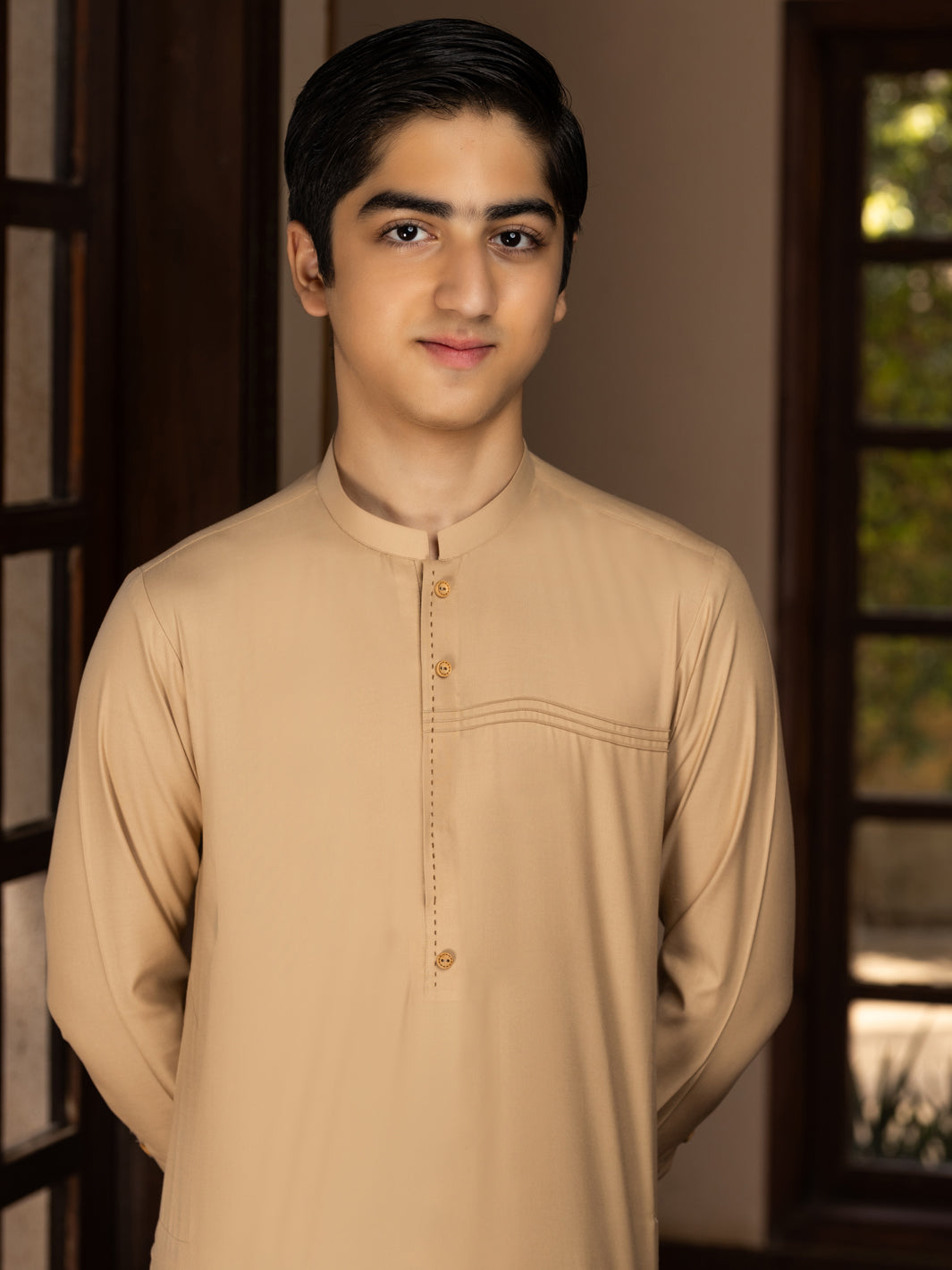 Fawn Blended Kameez Shalwar - ALT-KS-075