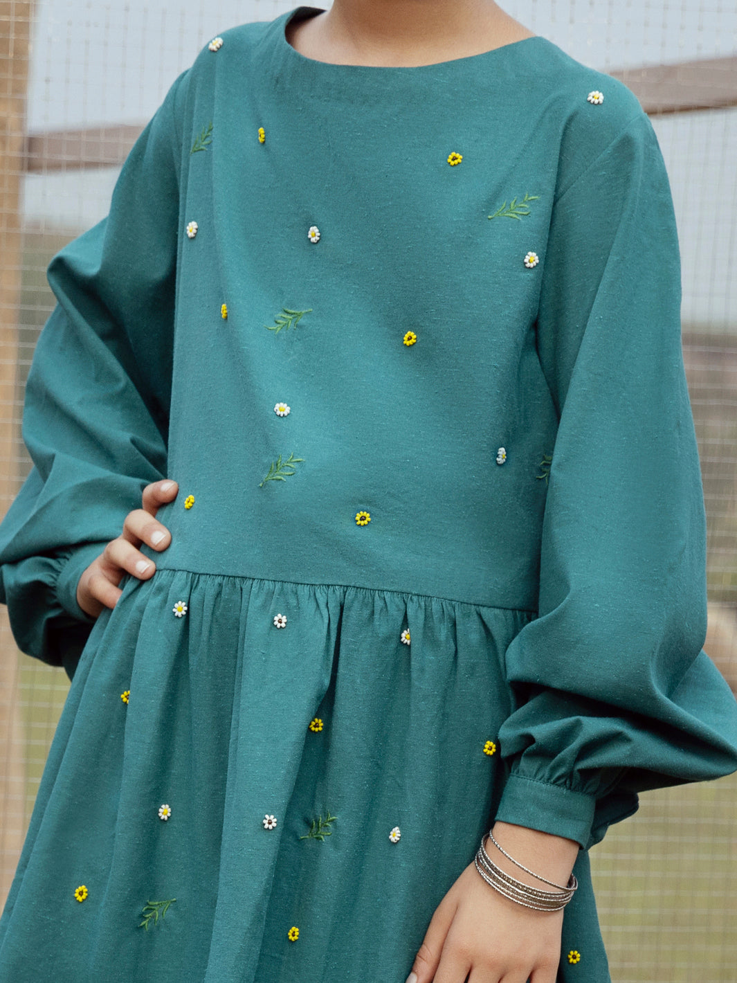 Teal Karandi Kurti - ALT-LK-1062