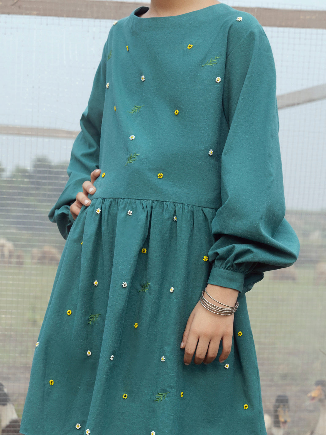 Teal Karandi Kurti - ALT-LK-1062