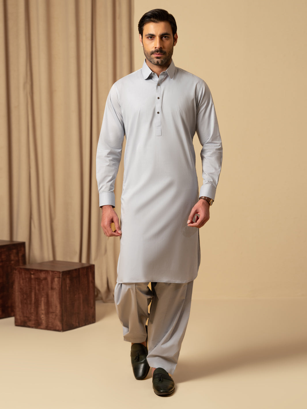Light Blue Cotton Kameez Shalwar - ALWA-KS-545