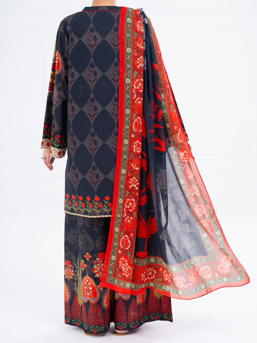 Black Lawn 3Pc Stitched - AWP-3PS-662