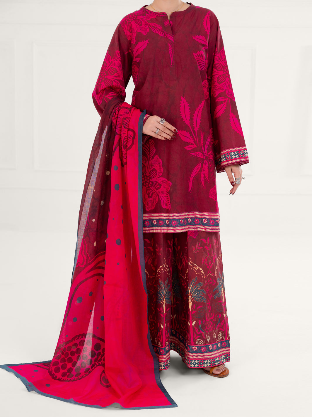 Fuchsia Lawn 3Pc Stitched - AWP-3PS-663