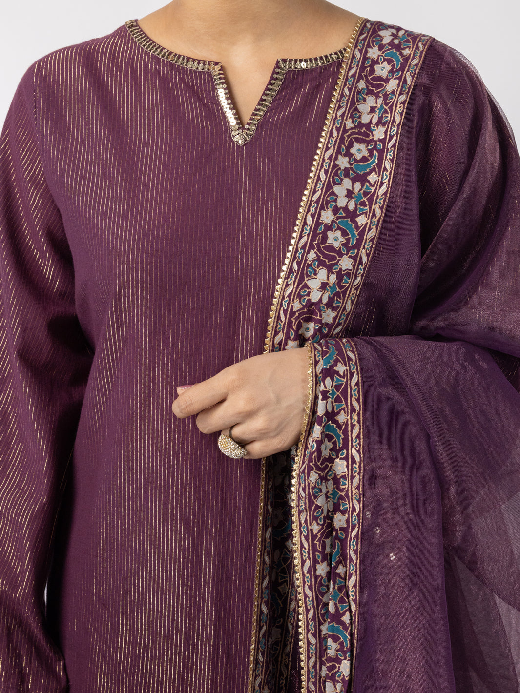 Purple Lurex Formal 3Pc Stitched - AL-3PS-LS-565