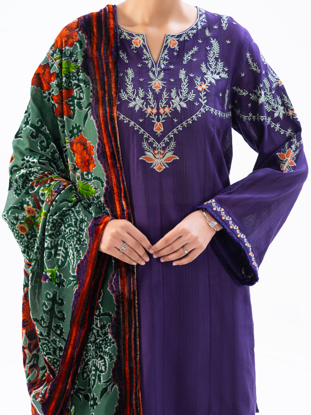 Purple Yarn Dyed 3Pc Unstitched - AWP-3PS-747