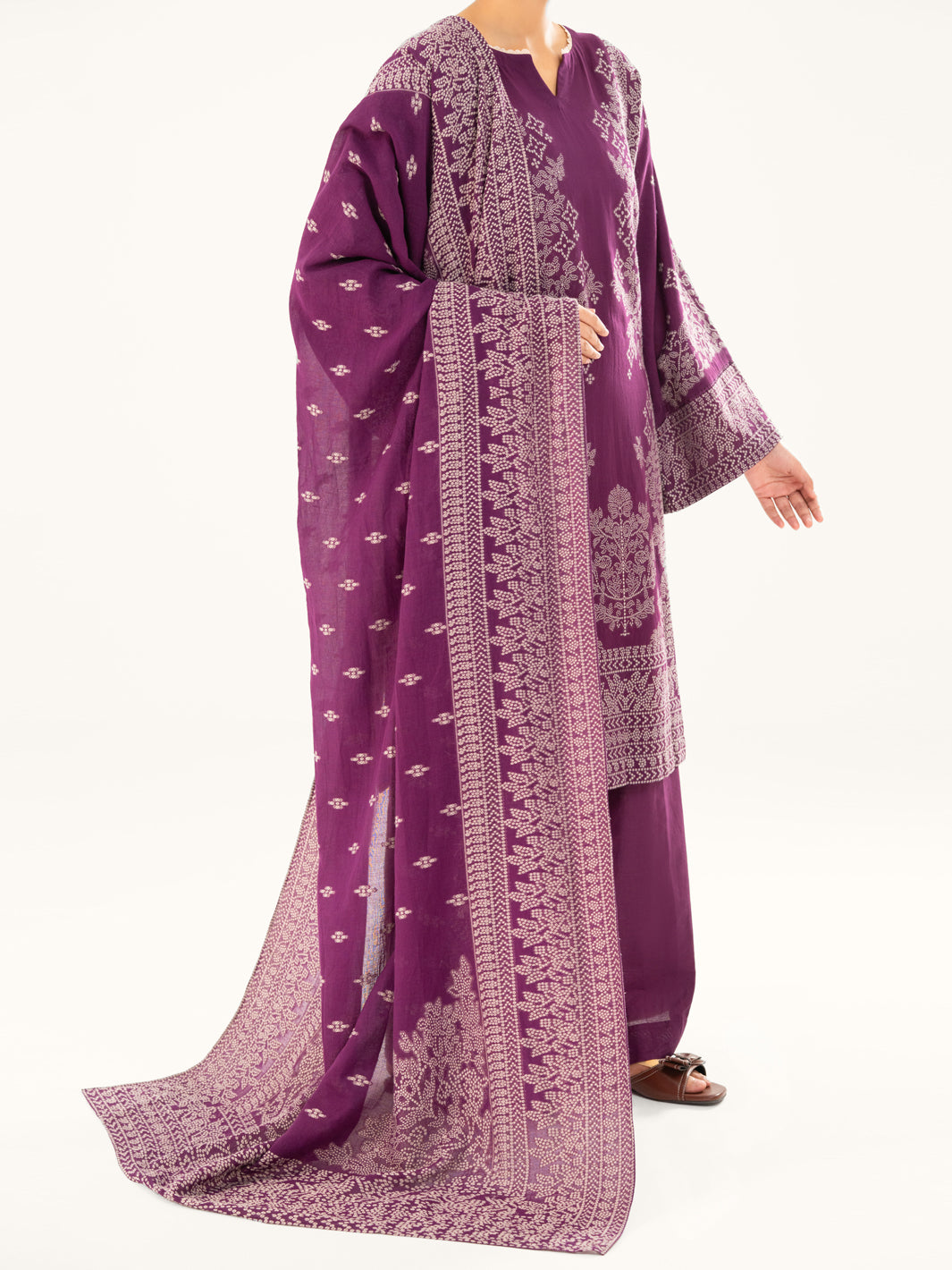 Purple Jacquard 3Pc Stitched - AWP-3PS-751