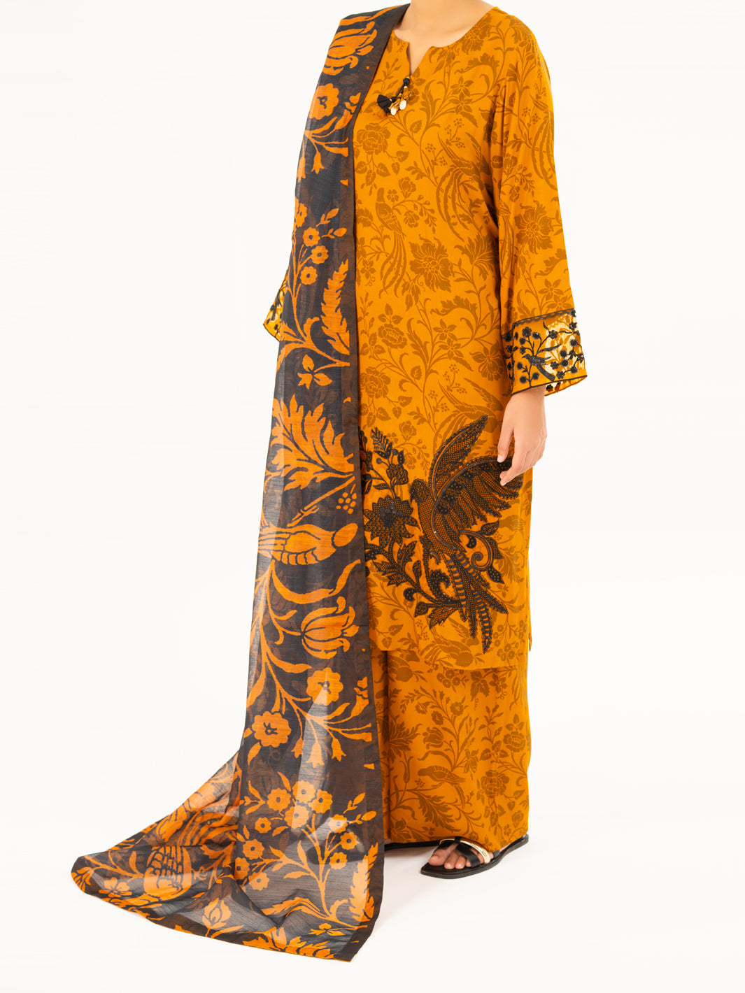Mustard Viscose 3Pc Stitched - AWP-3PS-753