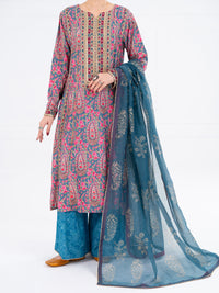 Teal Poly-Raw Silk 3Pc Stitched - AWP-3PS-756