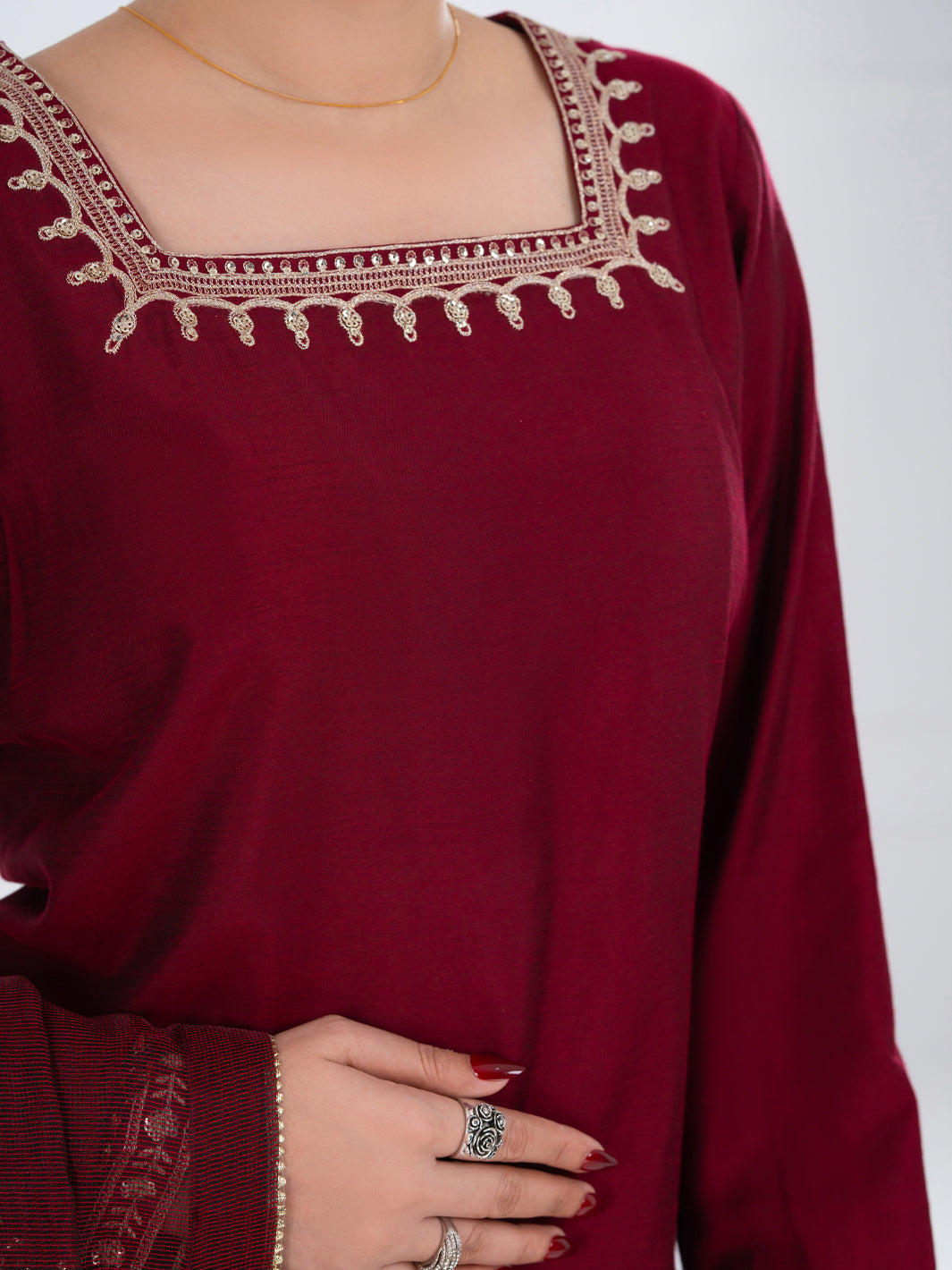 Maroon Yarn Dyed 3Pc Stitched - AWP-3PS-759