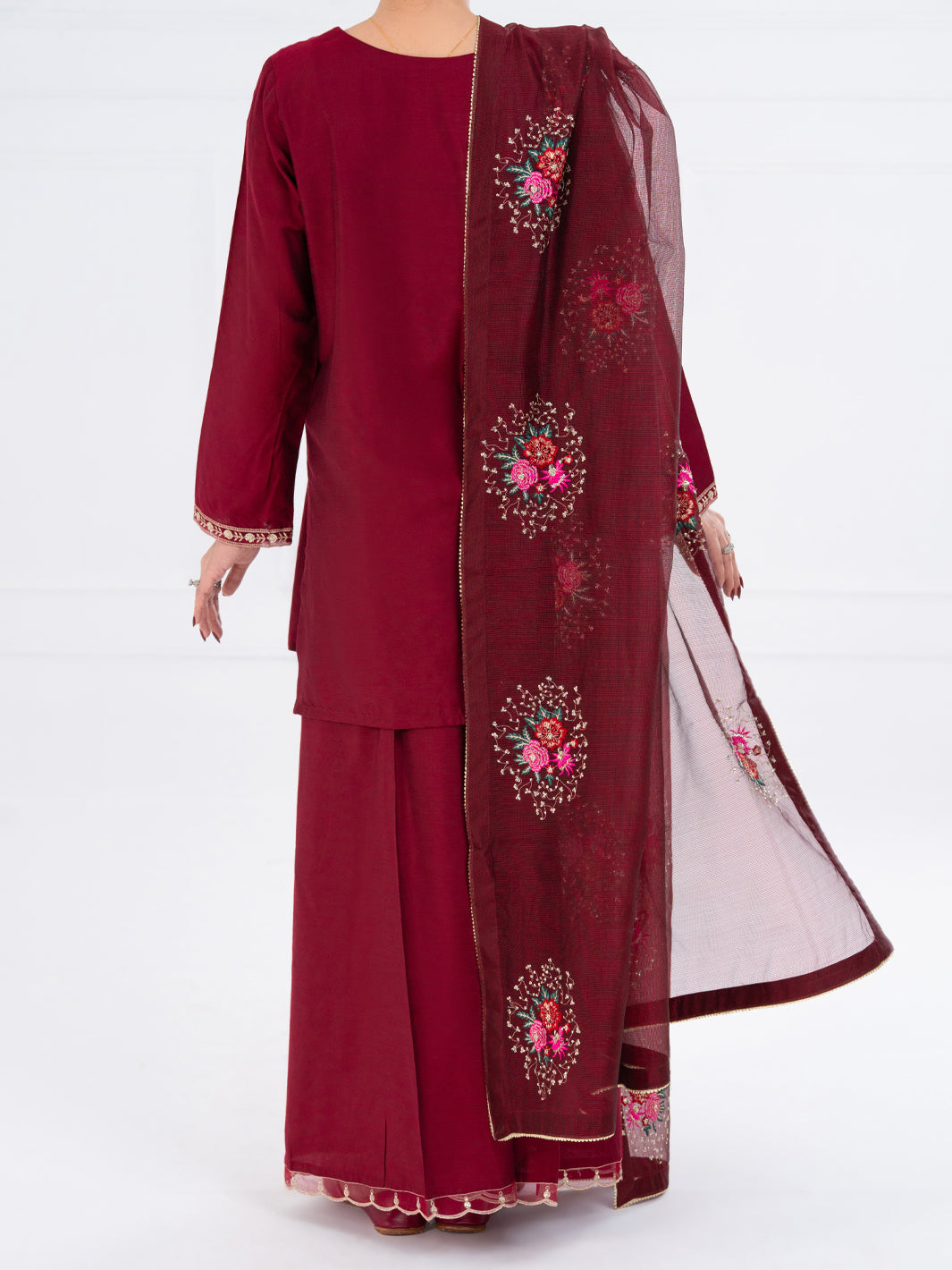 Maroon Yarn Dyed 3Pc Stitched - AWP-3PS-759