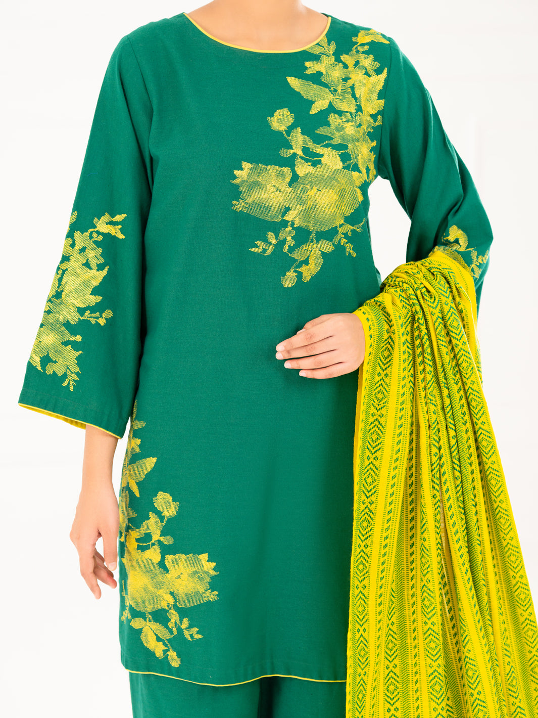 Green Karandi 3Pc Stitched - AWP-3PS-772