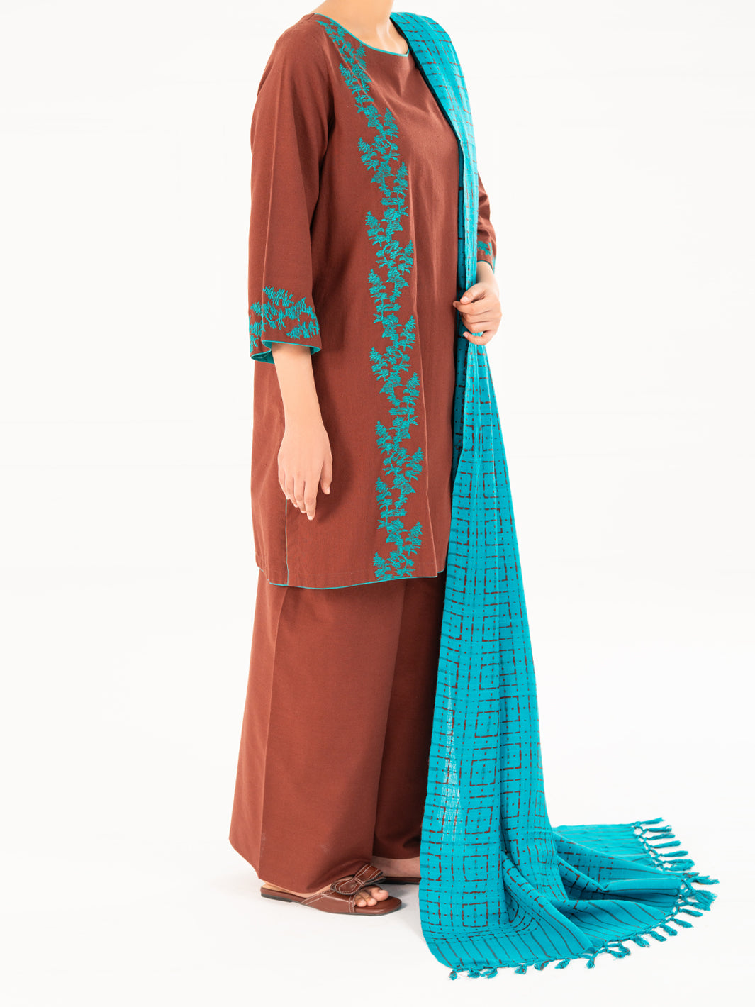 Brown Karandi 3Pc Stitched - AWP-3PS-774